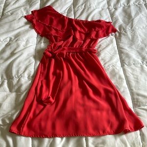 Coral one shoulder dress. Excellent condition.